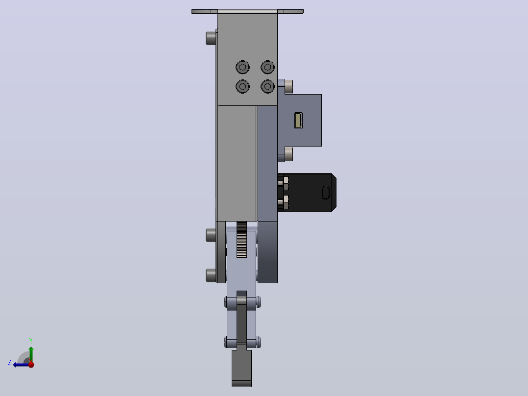 四杆机构夹爪3D图纸+Solidworks设计右视图