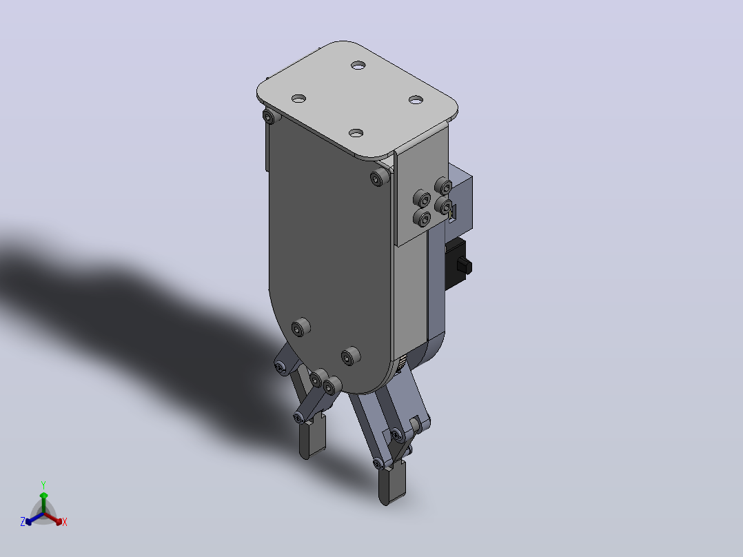 四杆机构夹爪3D图纸+Solidworks设计正等轴测图