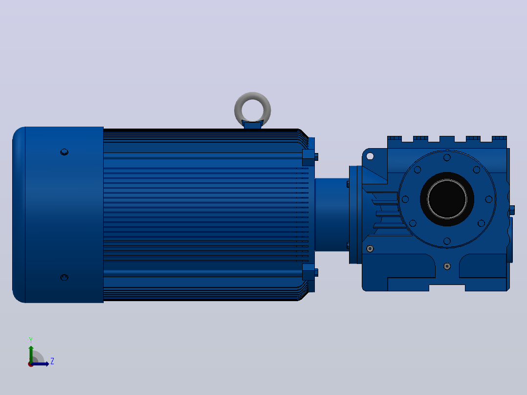 SA57空心轴安装斜齿-蜗轮蜗杆减速机SA57-YV2.2-4P-12.8-M1-0°-A左视图