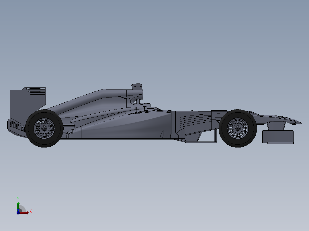 一级方程式（F1）赛车简易模型3D图纸 Solidworks设计前视图