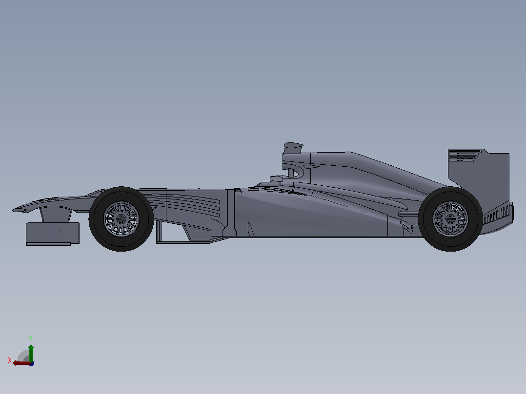 一级方程式（F1）赛车简易模型3D图纸 Solidworks设计后视图