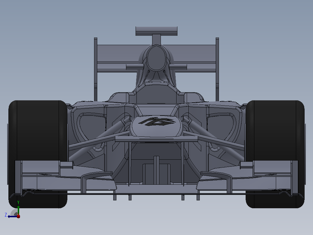 一级方程式（F1）赛车简易模型3D图纸 Solidworks设计右视图