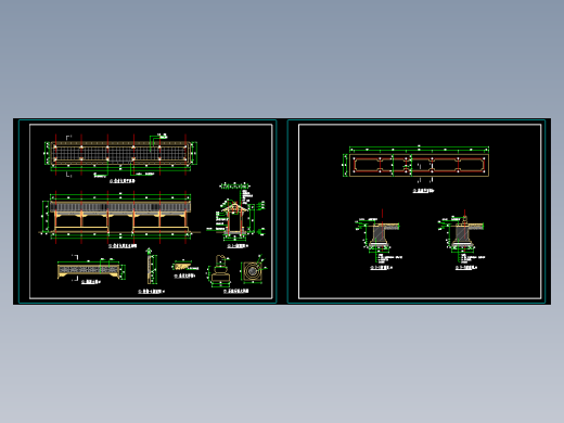 一套设计别致的仿古长廊施工图纸