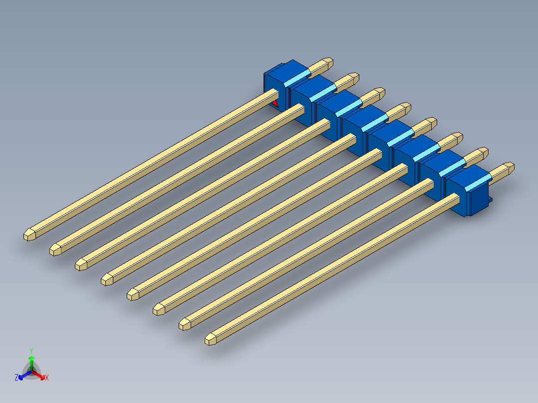 彩色公头100mil（2.54mm）系列-DS1021_blue_1x08p_100mil_Type43_rev1.0主视图