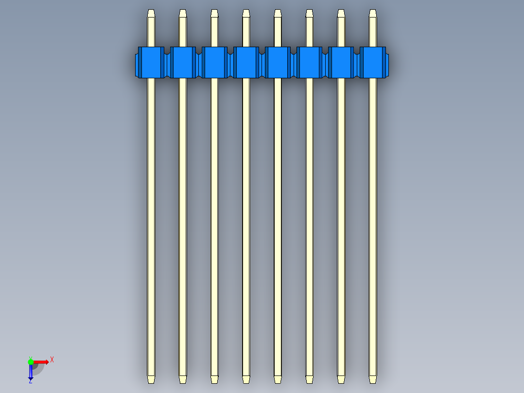 彩色公头100mil（2.54mm）系列-DS1021_blue_1x08p_100mil_Type43_rev1.0俯视图