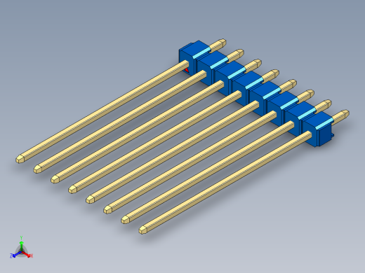 彩色公头100mil（2.54mm）系列-DS1021_blue_1x08p_100mil_Type43_rev1.0正等轴测缩略图