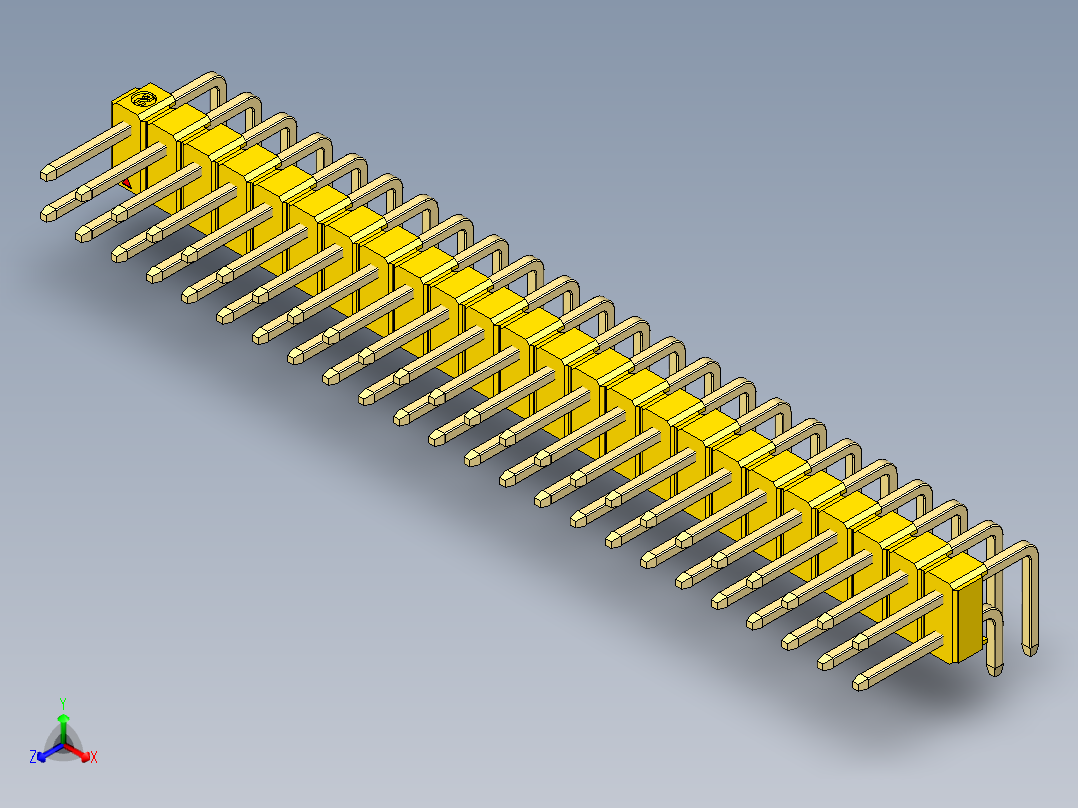 彩色公排针 100mil 2.54mm 系列-DS1022_yellow_2x24p_100mil_TypeD_rev1.0主视图
