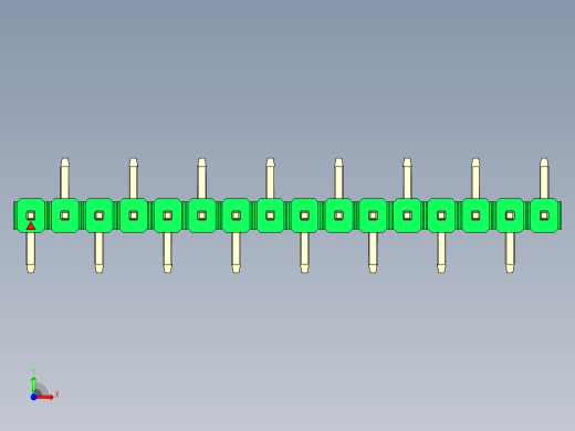 彩色公排针 100mil 2.54mm 系列-DS1022_green_16p_100mil_Type_SMT_R2_rev1.0前视缩略图