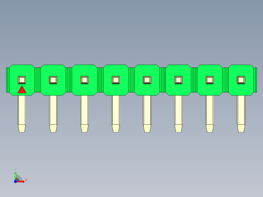 彩色公排针 100mil 2.54mm 系列-DS1022_green_1x08p_100mil_TypeD_rev1.0前视缩略图