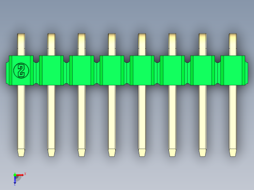 彩色公排针 100mil 2.54mm 系列-DS1022_green_1x08p_100mil_TypeD_rev1.0俯视缩略图