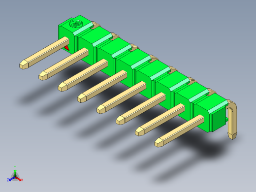 彩色公排针 100mil 2.54mm 系列-DS1022_green_1x08p_100mil_TypeD_rev1.0正等轴测缩略图