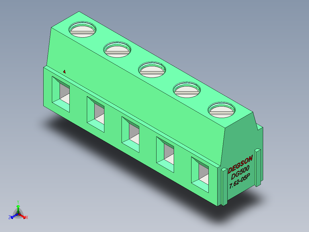 DEGSON DG500 系列 5.05.087.62mm 接线端子-DG500-7.62-05P-14-00AH主视图