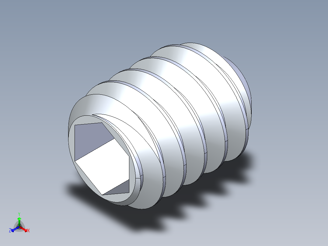 UNC 平头紧定螺钉-UNC SET SCREW 10-24 x0.250.STEP正等轴测图