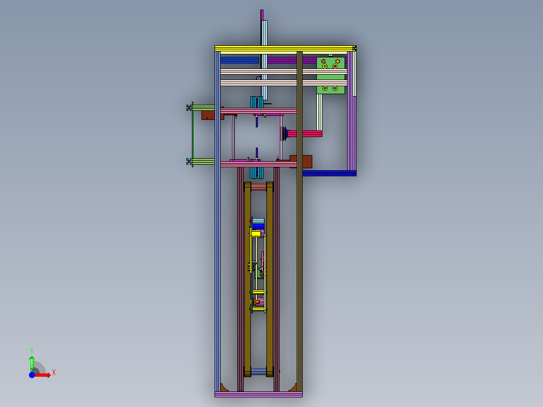 邮政纸箱的高速立式开箱机前视图
