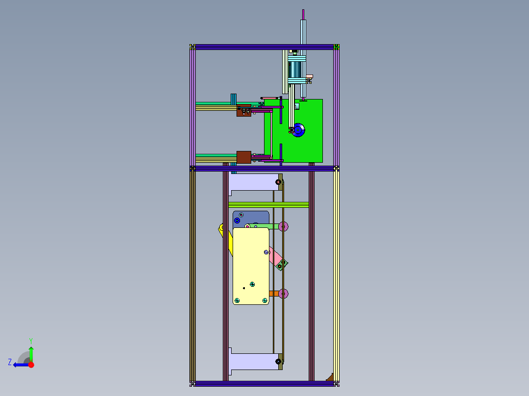 邮政纸箱的高速立式开箱机右视图
