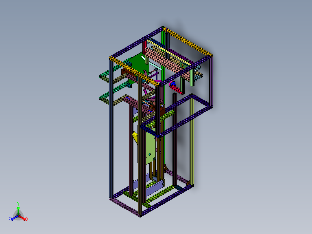 邮政纸箱的高速立式开箱机正等轴测图
