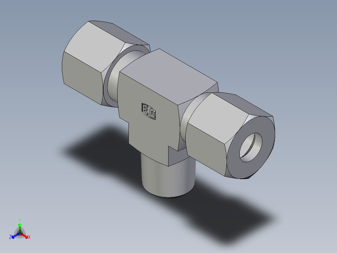 卡套式工业通用硬管接头EO_Male_stud_run_tee_TE08LRCF主视图