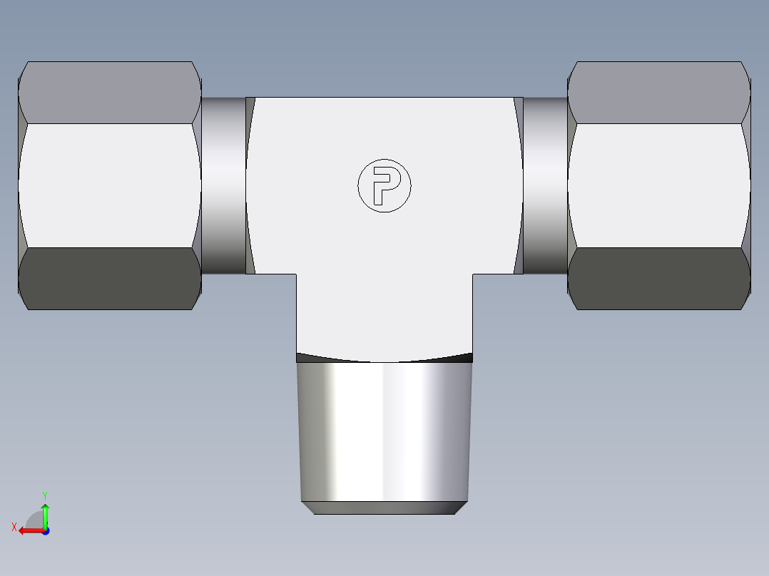 卡套式工业通用硬管接头EO_Male_stud_run_tee_TE08LRCF后视图