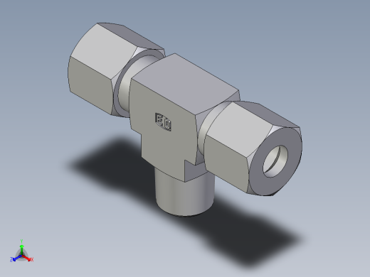 卡套式工业通用硬管接头EO_Male_stud_run_tee_TE08LRCF正等轴测缩略图