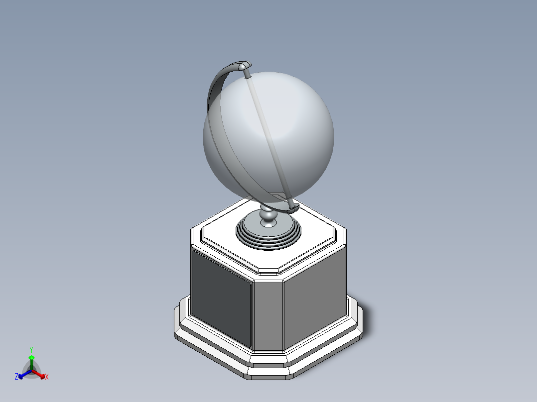 工程奖杯正等轴测图