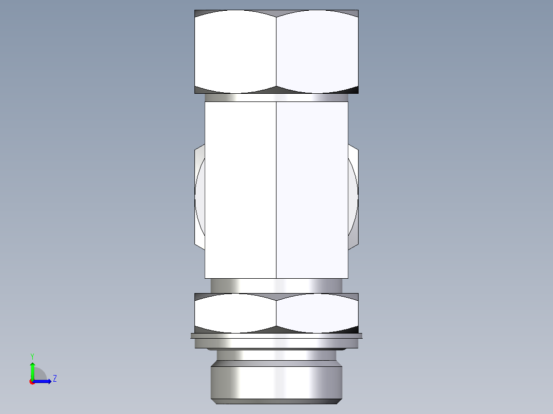 卡套式工业通用硬管接头EO_Adjustable_locknut_run_tee_LEE28LMCF左视图