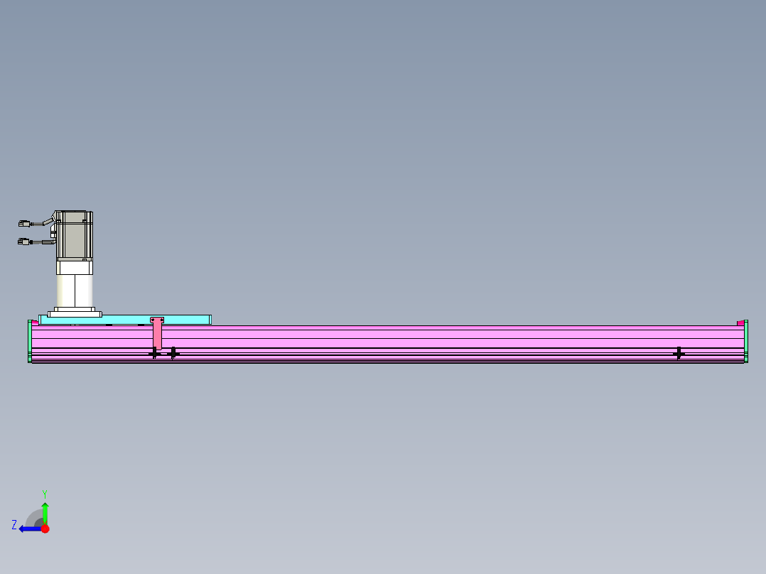 东锦齿条传动DH210G-L167-S1150-BU-减速机+P750W右视图