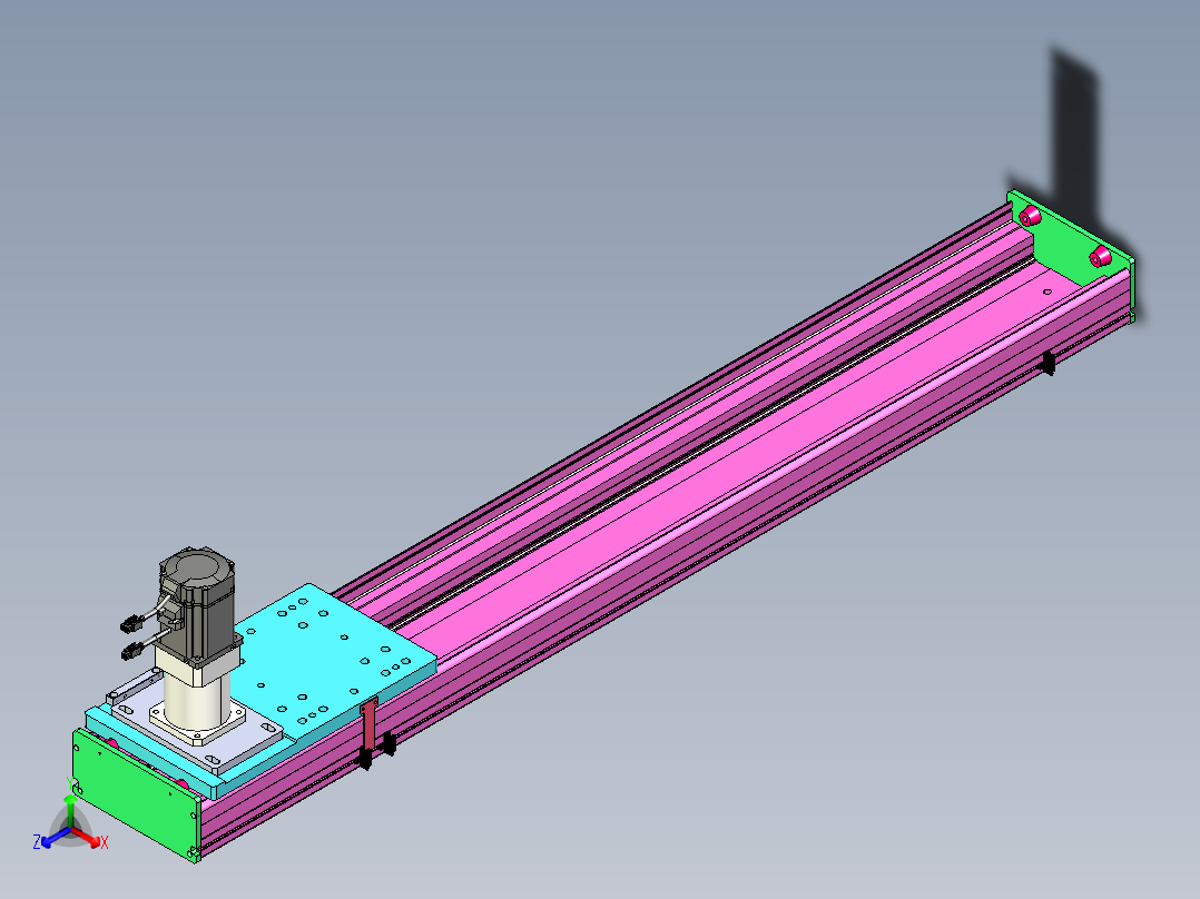 东锦齿条传动DH210G-L167-S1150-BU-减速机+P750W正等轴测图