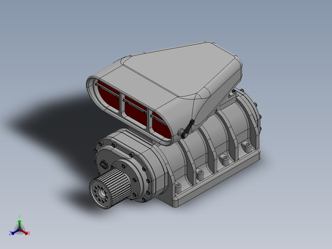 增压器罗茨鼓风机正等轴测图