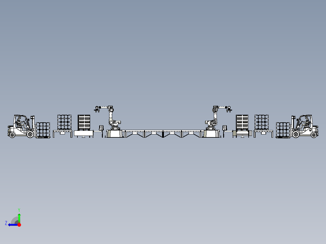 菌袋自动拆卸输送线右视图