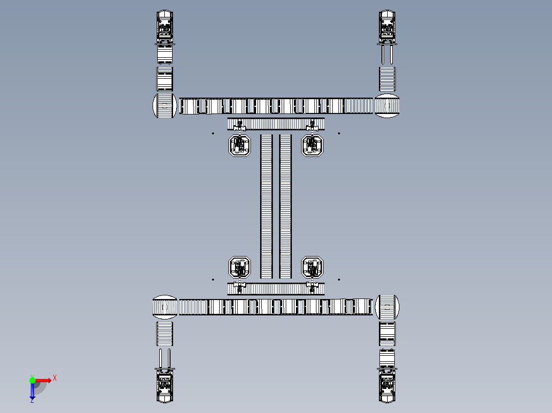 菌袋自动拆卸输送线俯视图