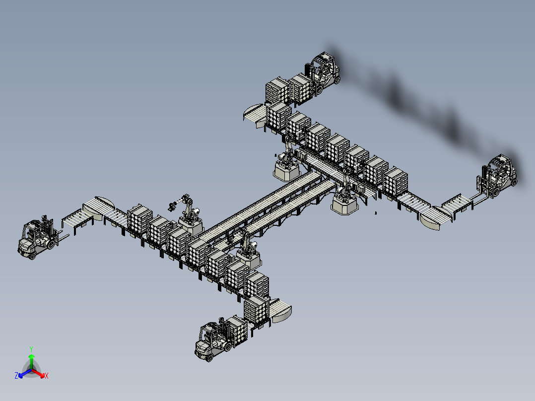 菌袋自动拆卸输送线正等轴测图
