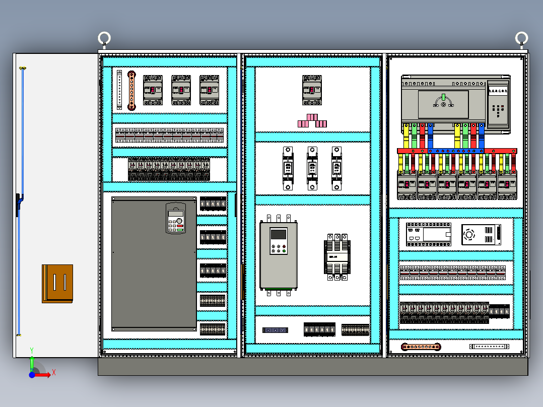 钣金柜双电源软启动plc控制柜 71560前视图
