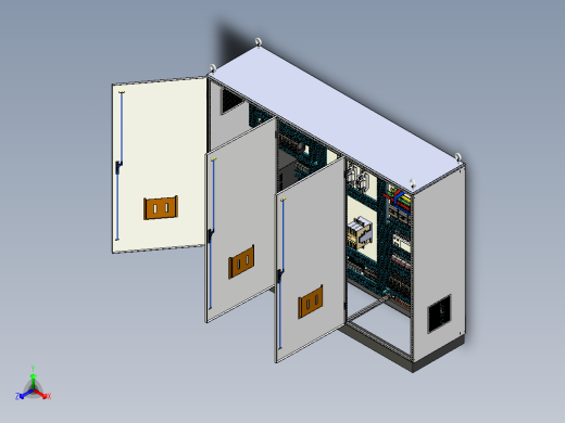 钣金柜双电源软启动plc控制柜 71560正等轴测缩略图