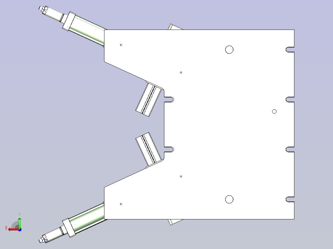一款重型车V型推力杆热压夹具模型后视图