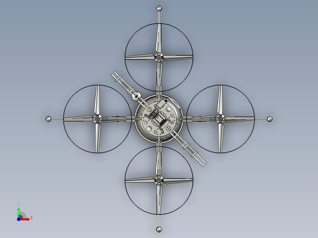 X650八轴飞行器结构3D图纸 STP格式前视图