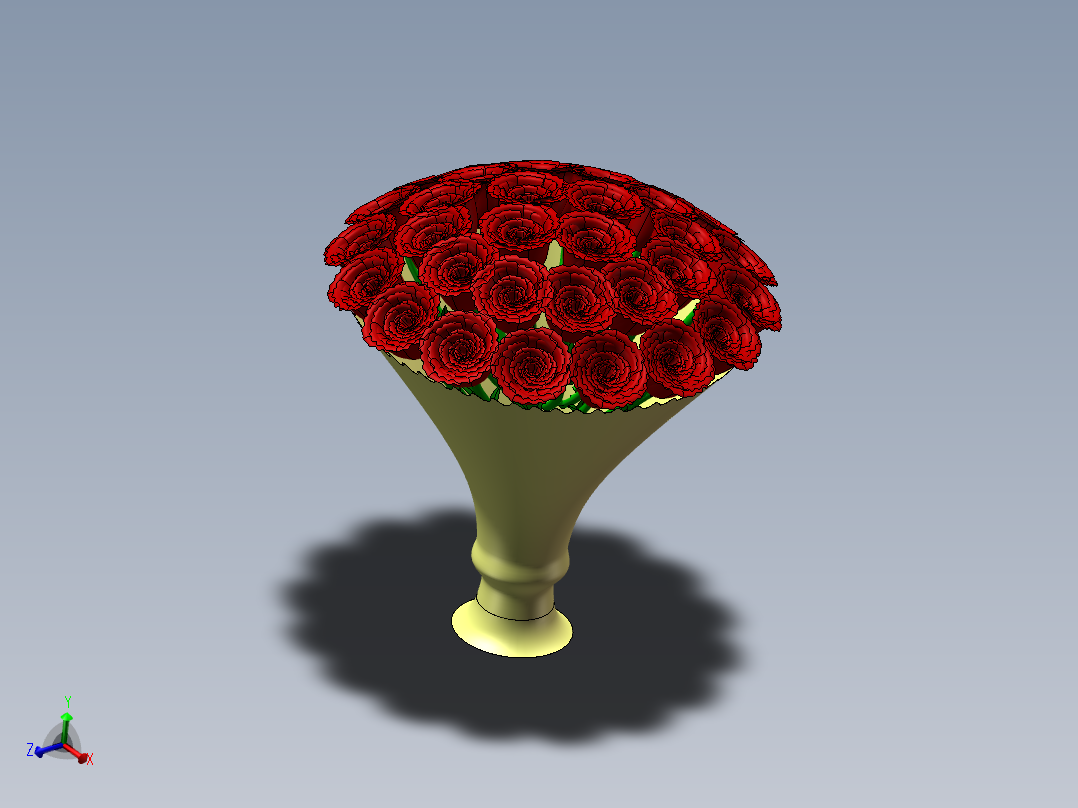 一束玫瑰鲜花3d图纸+仿真动画SolidWorks制图设计 玫瑰鲜花3d模型