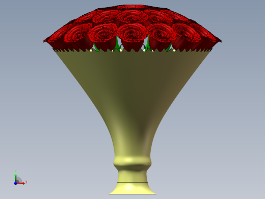 一束玫瑰鲜花3d图纸+仿真动画SolidWorks制图设计 玫瑰鲜花3d模型前视缩略图