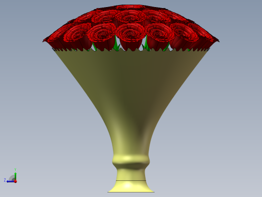 一束玫瑰鲜花3d图纸+仿真动画SolidWorks制图设计 玫瑰鲜花3d模型右视缩略图