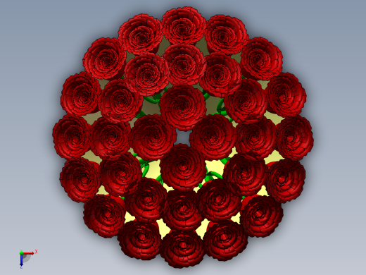 一束玫瑰鲜花3d图纸+仿真动画SolidWorks制图设计 玫瑰鲜花3d模型俯视缩略图