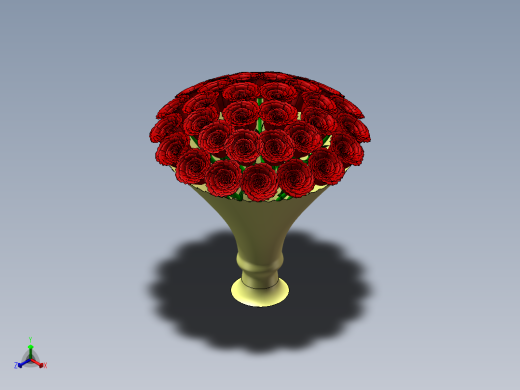 一束玫瑰鲜花3d图纸+仿真动画SolidWorks制图设计 玫瑰鲜花3d模型正等轴测缩略图
