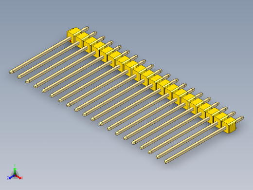 彩色公头100mil（2.54mm）系列-DS1021_yellow_1x20p_100mil_Type19_rev1.0正等轴测缩略图