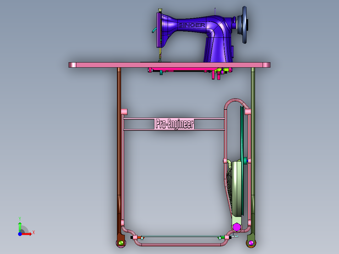老式裁缝衣车缝纫机前视图