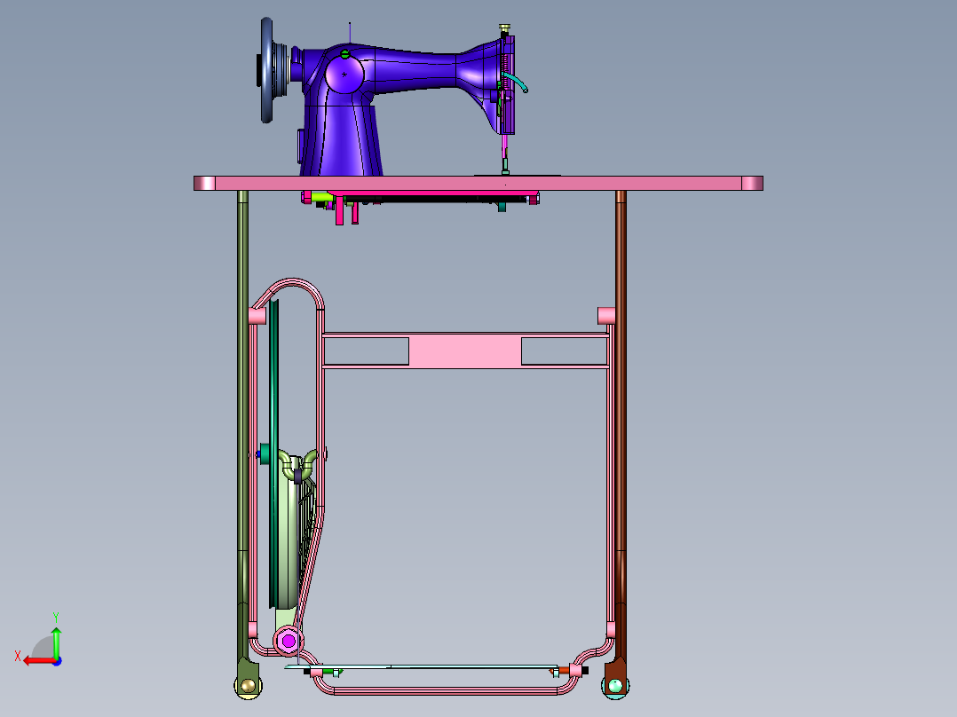 老式裁缝衣车缝纫机后视图