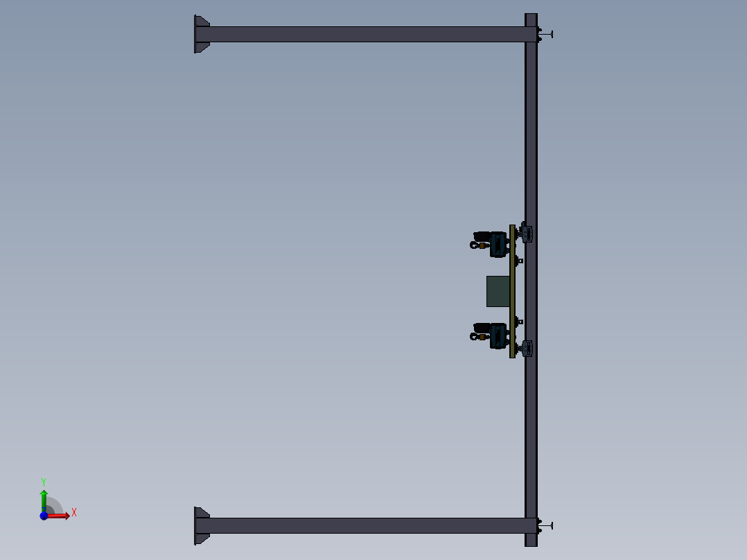 电动行走双钩葫芦含三维+CAD前视图