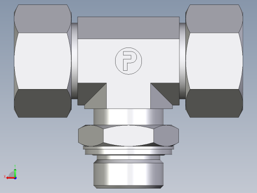 卡套式工业通用硬管接头EO_Adjustable_locknut_branch_tee_TEE25ZSMCF后视缩略图