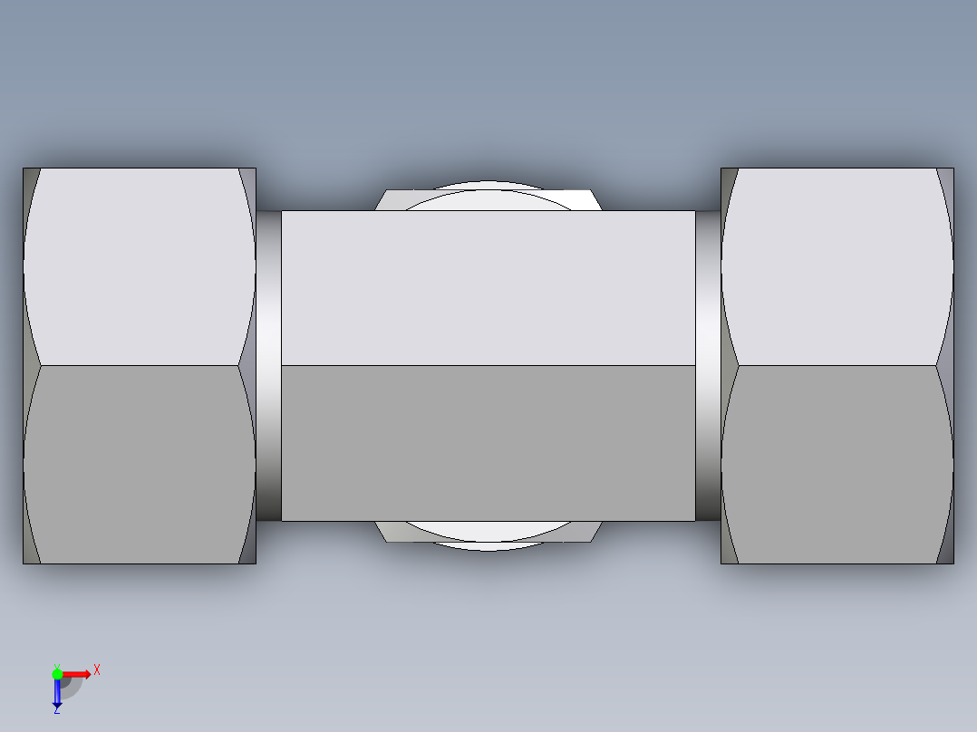 卡套式工业通用硬管接头EO_Adjustable_locknut_branch_tee_TEE25ZSMCF俯视图