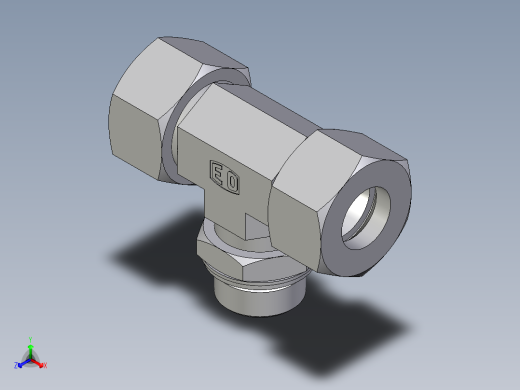 卡套式工业通用硬管接头EO_Adjustable_locknut_branch_tee_TEE25ZSMCF正等轴测缩略图