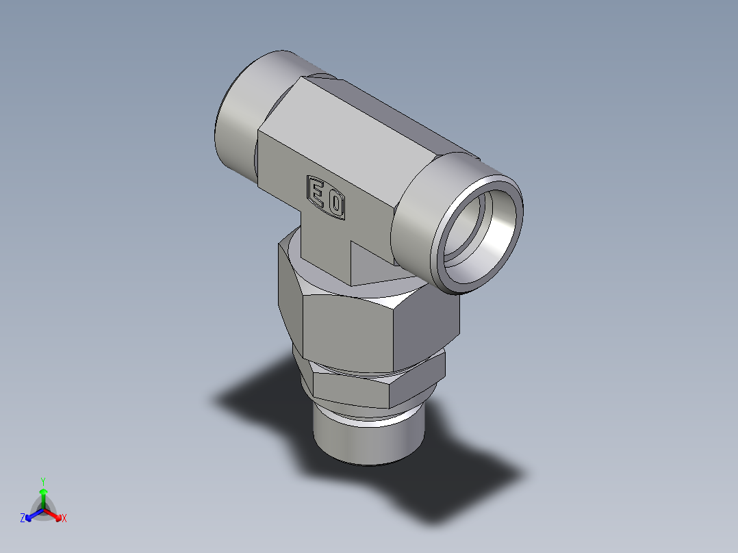 卡套式工业通用硬管接头EO_Assembled_adjustable_standpipe_branch_tee_EVT18LMOMD71主视图