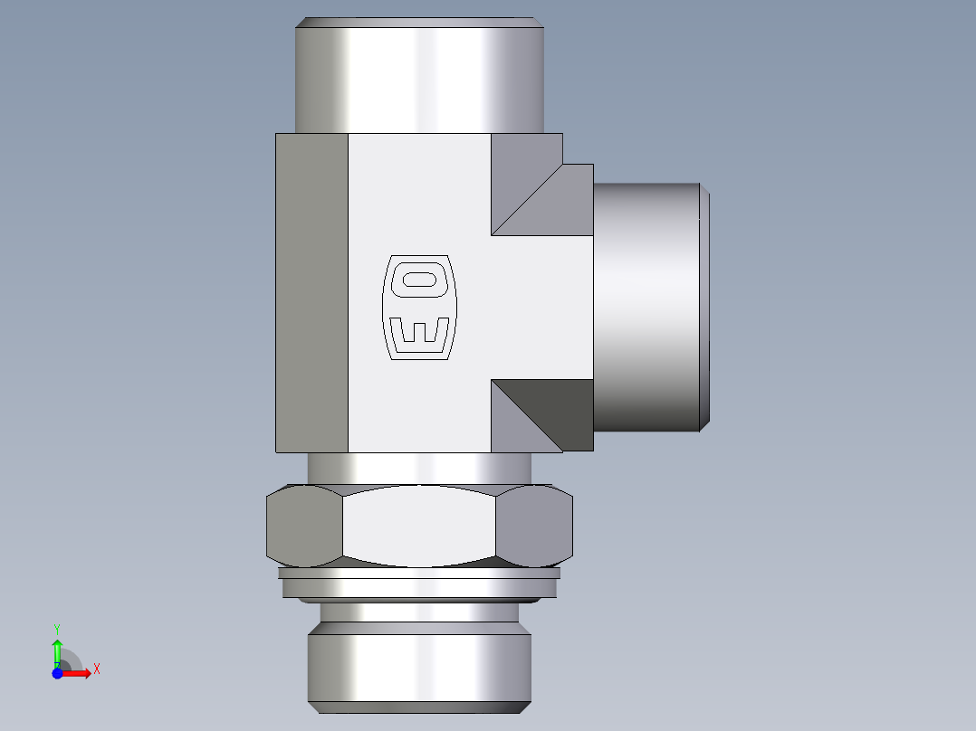 卡套式工业通用硬管接头EO_Adjustable_locknut_run_tee_LEE22LM27x2OMDCF前视图