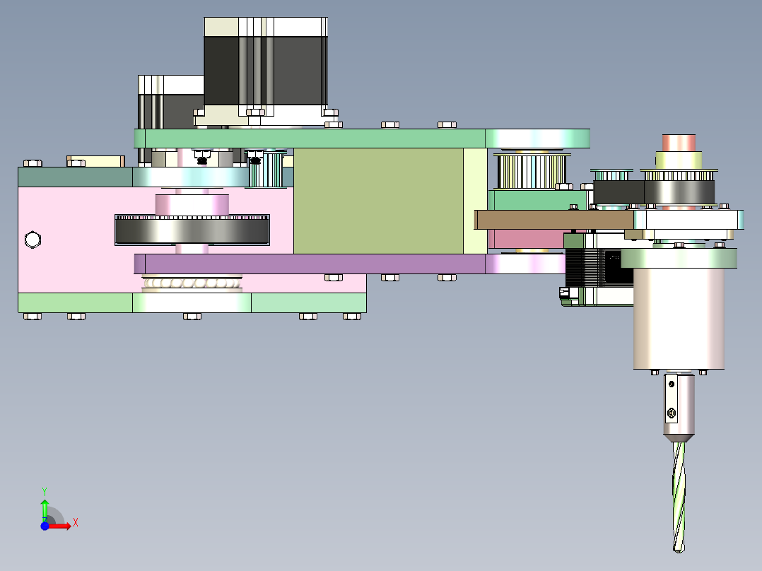 PCB 板精密钻孔机械臂前视图